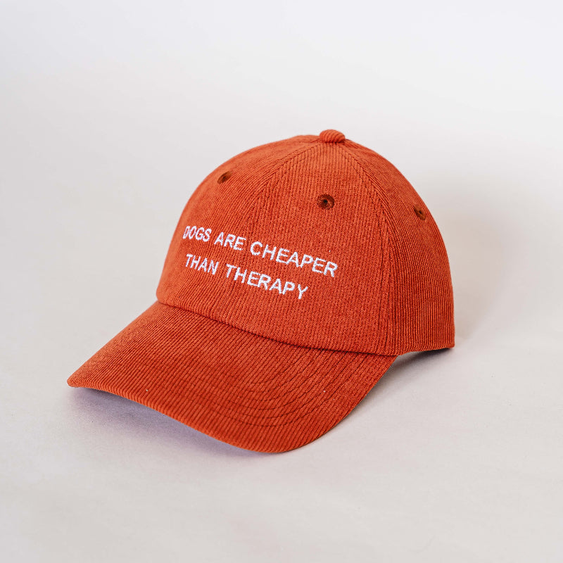 Corduroy Pet Oranje - "Dogs are cheaper than therapy"