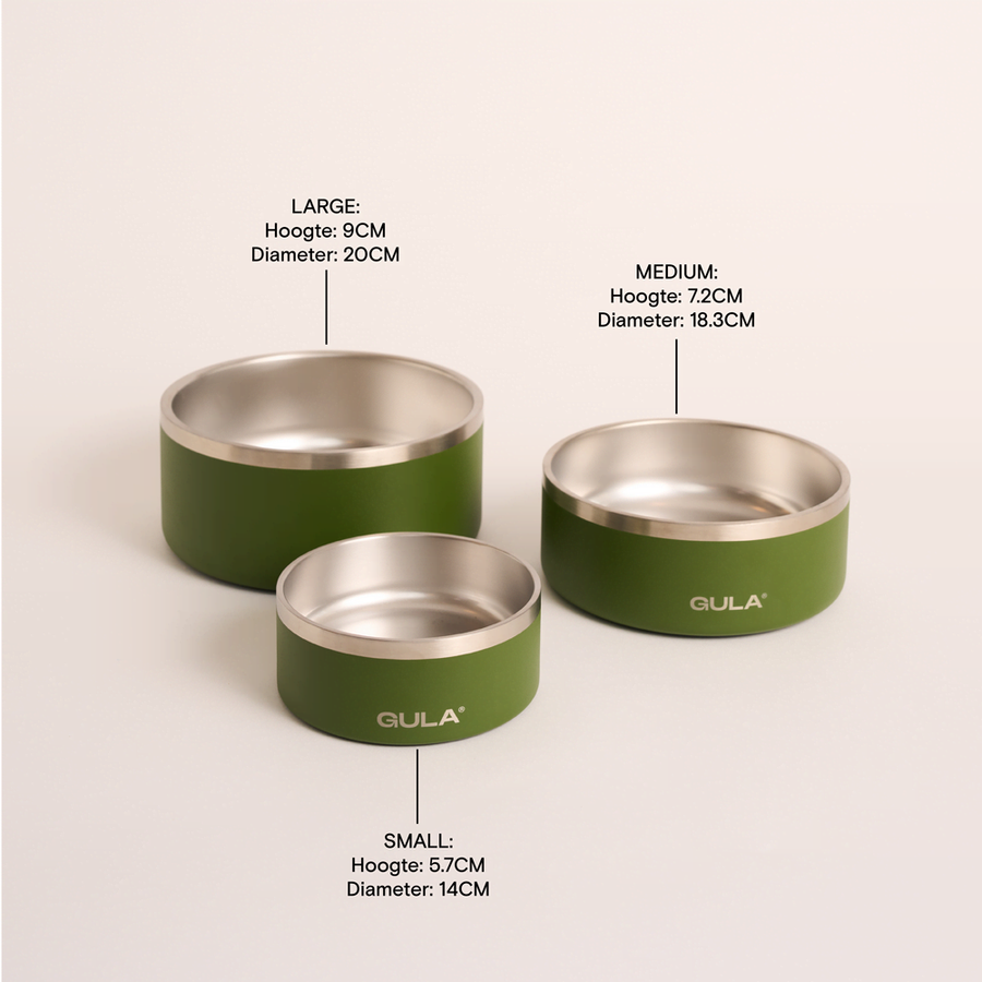 Trink- und Fressnapf für Hunde - Olive Edelstahl