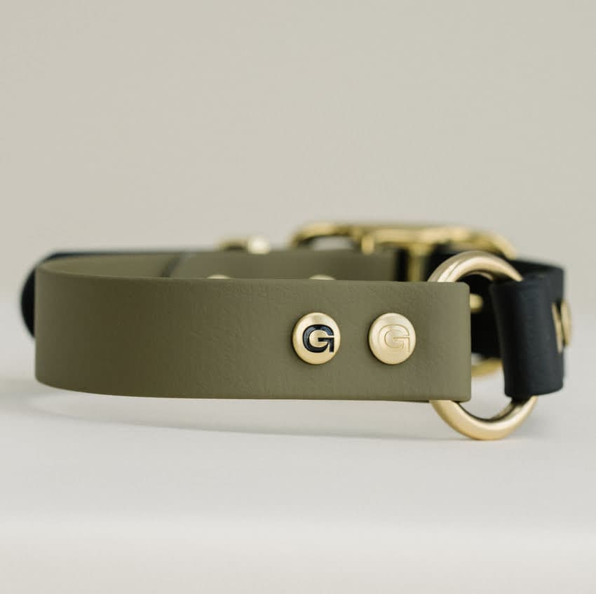 GULA DOG CARE II Dog Collar Olive Green & Black II Olive Green & Black - 20MM (â¬44.50) / XS (22-28CM) - Gula Dog Care