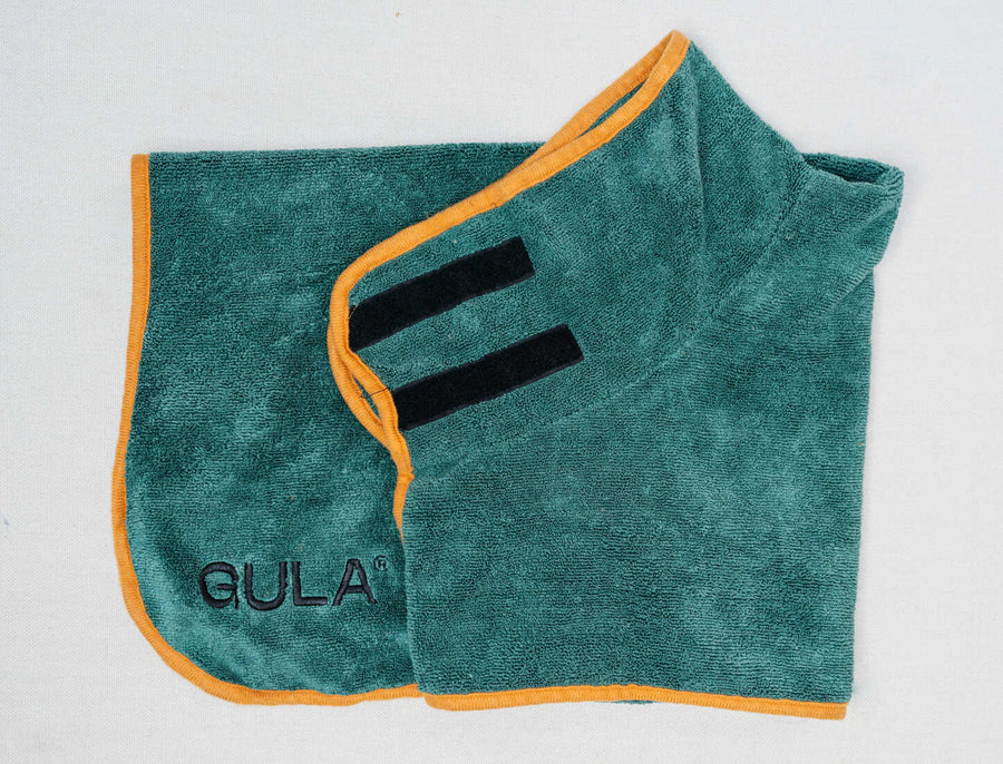 GULA Dog Robe / Dog Dry Towel - Green and Orange